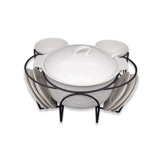 Soup Set With Metal Stand - 15Pcs