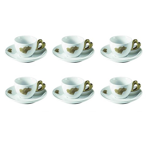 Love Set 6 Coffee Cups W/Saucers