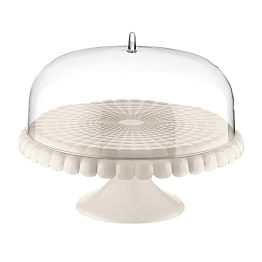 Tiffany Cake Stand With Dome - White