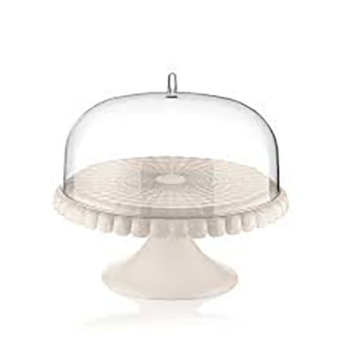 Tiffany Small Cake Stand With Dome - Bianco Latte