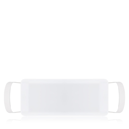 Rectangular Porcelain White Dish With Holder - Large