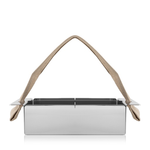 حامل أكياس الشاي ستانلس ستيل بمقبض بيج