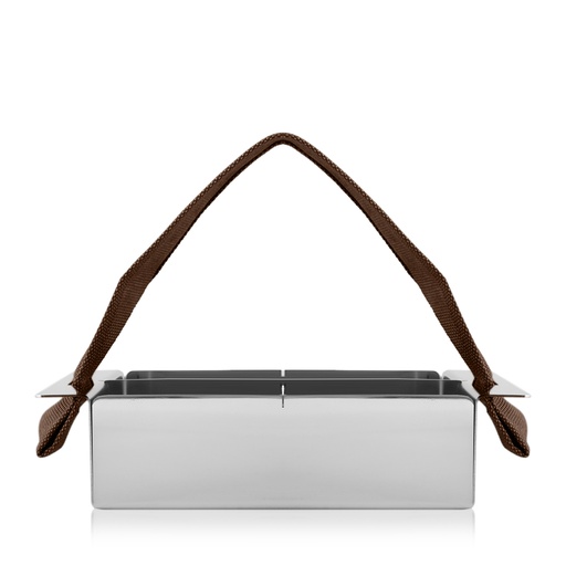 حامل أكياس الشاي ستانلس ستيل بمقبض بني