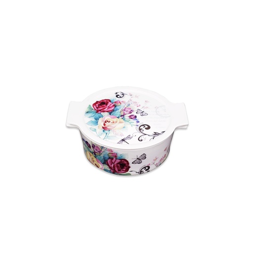Flowers Round Casserole with Cover - 22cm