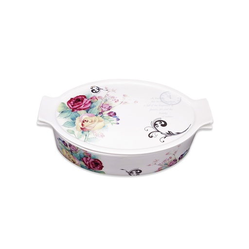 Flowers Oval Casserole with Cover - 34cm