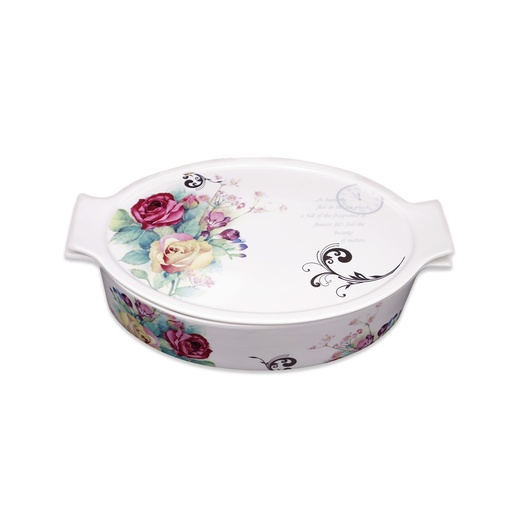 Flowers Oval Casserole with Cover - 40cm