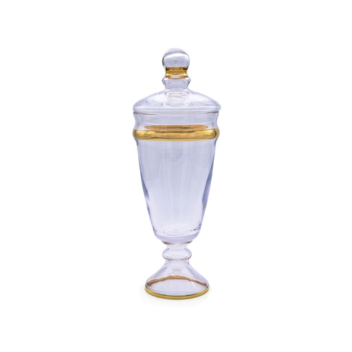 برطمان داليا بخط ذهبي مع غطاء وقاعدة