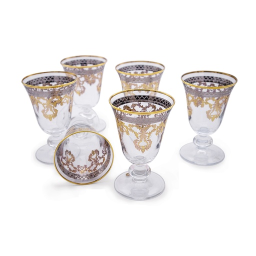 Bianca Gold Platinum Stemware Glass Set - 6pcs