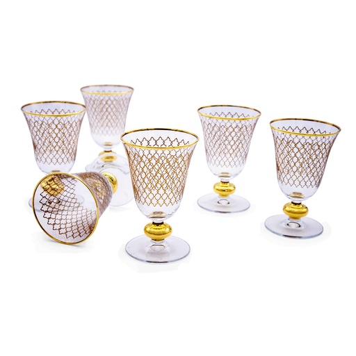 Plex Gold Stemware Glass Set - 6pcs