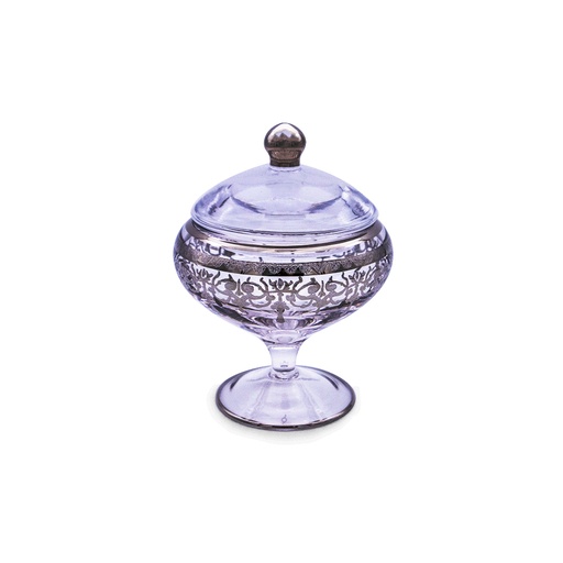 وعاء سكر باتيك فضي بقاعدة 