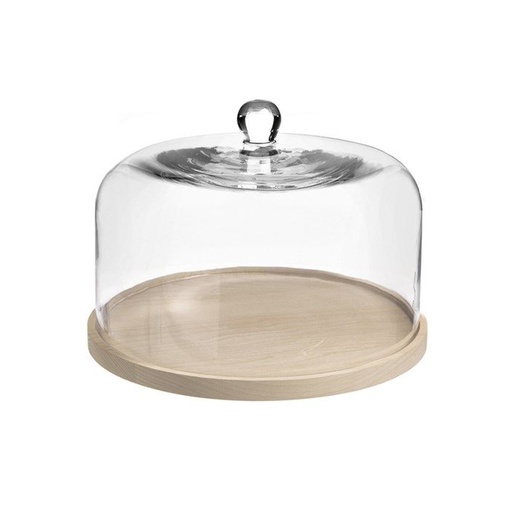 Glass Bell Lid & Wooden Base 