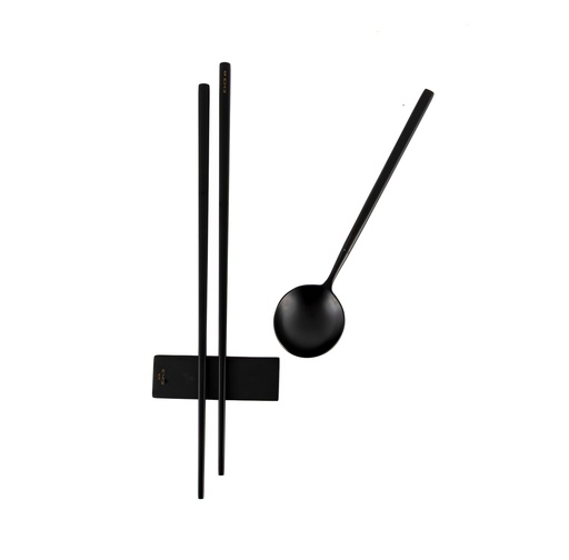 Kyoto Stainless Steel Sandblasted Sushi Set - Black